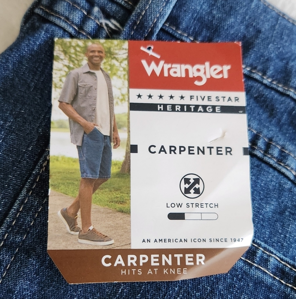 👖 Wrangler Men’s Blue Denim Carpenter Shorts – Size 46, NWT, 11” Inseam - Picture 3 of 14
